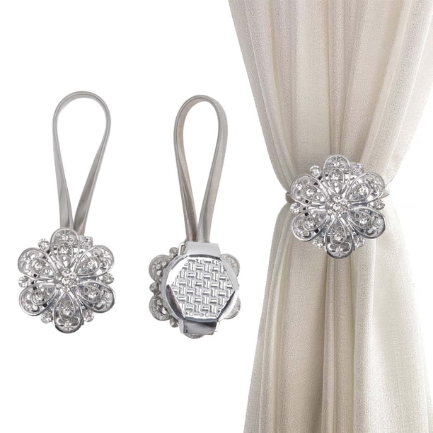 Clips 2pcs Cortina de Cristal Tóback Magnético Acero Acero inoxidable Inoxidable Cortina de Flores Hebilla para Sala de Estar Dormitorio