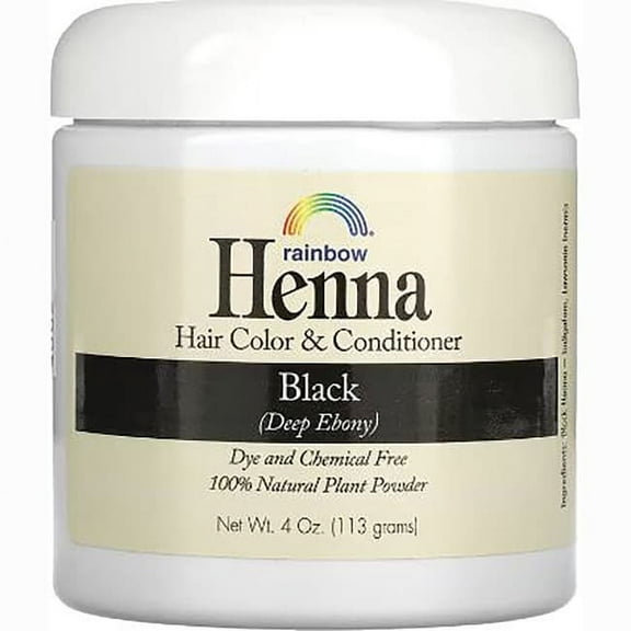 Rainbow Research Henna Hair Color & Conditioner - Black (Deep Ebony) 4 oz Jar