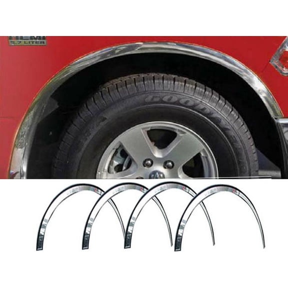 Stainless Steel Fender Trim 4Pc Fits 2010-2019 Ram Trucks Ram WZ51936 QAA