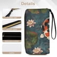 thumbnail image 5 of Womens Wallet Bifold Ladies Cluth Bag Wristlet Wrist Strap Long Purse Koi Fish Vintage Japanese Design, 5 of 6
