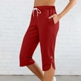 thumbnail image 2 of aidice Capris Pants for Women High Elastic Waisted Drawstring Casual Loose Workout Running Cropped Pant with Pockets, 2 of 7