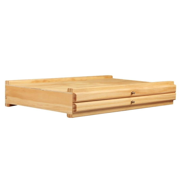 Caja de almacenamiento de suministros de arte con divisor extraíble, multifuncional, portátil, de madera 2 cajones