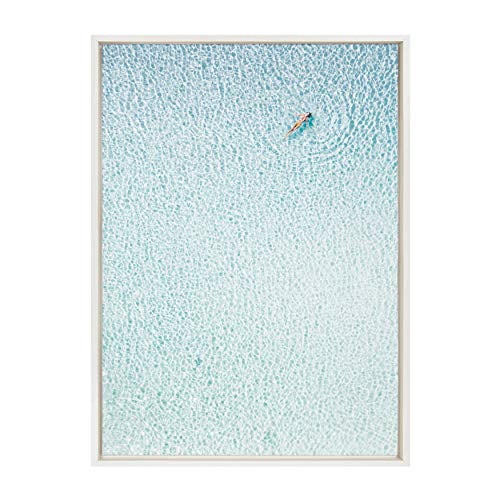 DesignOvation Sylvie Woman Floating Framed Canvas By Amy Peterson, 23x33 White, Calming Colorful Wall Decor For Living Room, Bedroom, Office, Or Entryway