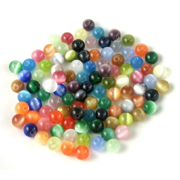 CharmCountry 4mm Tiny Cat Eye Gemstone Round Beads, 4mm, Multicolor 100 beads