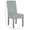 thumbnail image 3 of SAFAVIEH Wheatley Bohemian Rattan Solid Dining Parsons Chair, Grey White Washed (Set of 2), 3 of 16