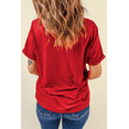 thumbnail image 7 of Women's Red Floral USA Graphic Cuffed Sleeve Crew Neck Tee - [ZhiHiMeRi] | (US 20-22)2XL, 7 of 7