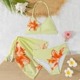 thumbnail image 7 of Girls 3 Piece Swimsuit Set Floral Print Backless Halter Neck Beach Swimwear Cute Bathing Suits for Girls Size 7-16 Years, 7 of 7