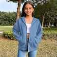 thumbnail image 2 of Girls Oversized Zip Up Hoodies Cute Casual Baggy Sweatshirt Jacket Drop Shoulder Back to School Hooded Sweaters with Pockets, 2 of 6