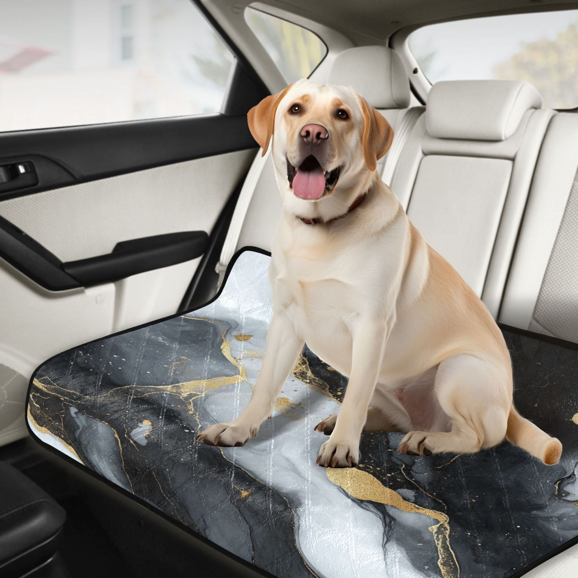 Qxltty Black Gilt Marble Cat litter Pads Pet Set of 3 Diaper Mats Center Anti-leakage Layer Absorbent Soft and Comfortable