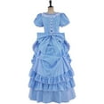 thumbnail image 5 of Victorian Bustle Striped Ball Gown Women's Vintage Civil War Southern Belle Walking Dress, 5 of 8