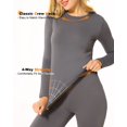 thumbnail image 3 of ViCherub Conjunto de ropa interior térmica para mujer Long Johns capa base forro polar clima frío suave parte superior inferior gris 2XL, 3 of 5