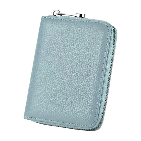 Card Holder with 20 Slots, PU Leather Accordion Wallet, Zipper Around, RFID Blocking, Slim Travel Card Case for Men & Women - Blue