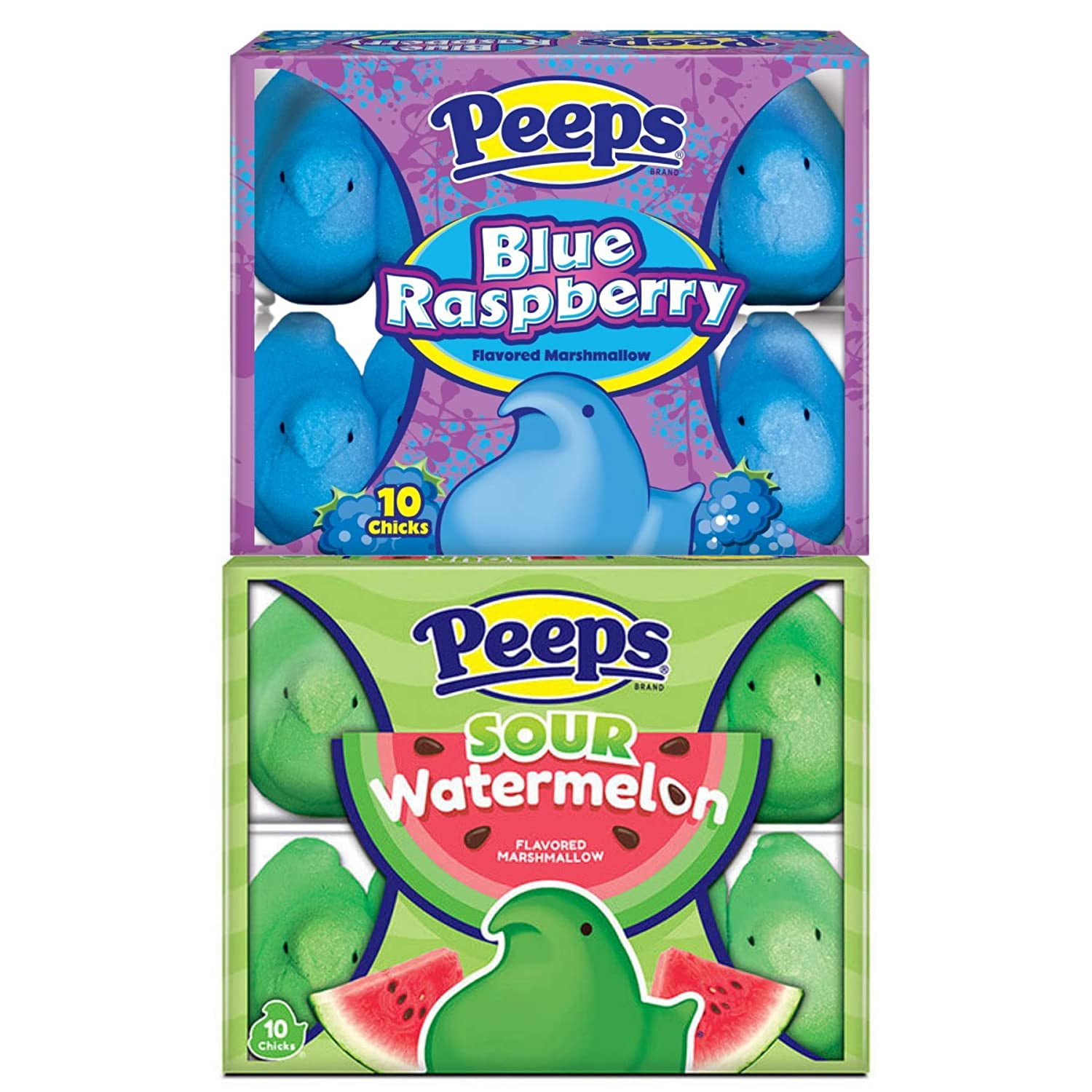 Peeps Marshmallow Blue Raspberry and Sour Watermelon Flavored Candy