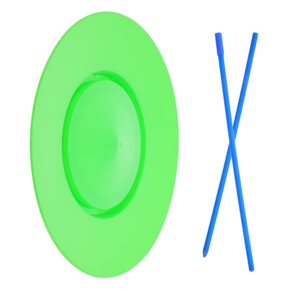 YOSADIER Dance Party Juggling Plates with Sticks for Beginners, Plastic Performance Props, Green, 1 Set