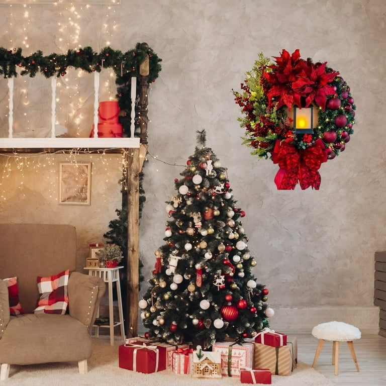 JikouIivo Christmas Wreaths Decorated With Lantern, Berries And Bows, Christmas Decor Indoor Outdoor Home Door Window Holiday Festival Decorations JikouIivo Christmas Wreaths Decorated With Lantern, Berries And Bows, Christmas Decor Indoor Outdoor Home Door Window Holiday Festival Decorations