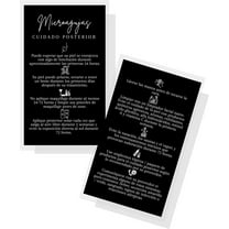 Spanish Microneedling Aftercare Instruction Cards  50 Pack  2x3.5 inches Business Card Size  PMU Black with White Icons