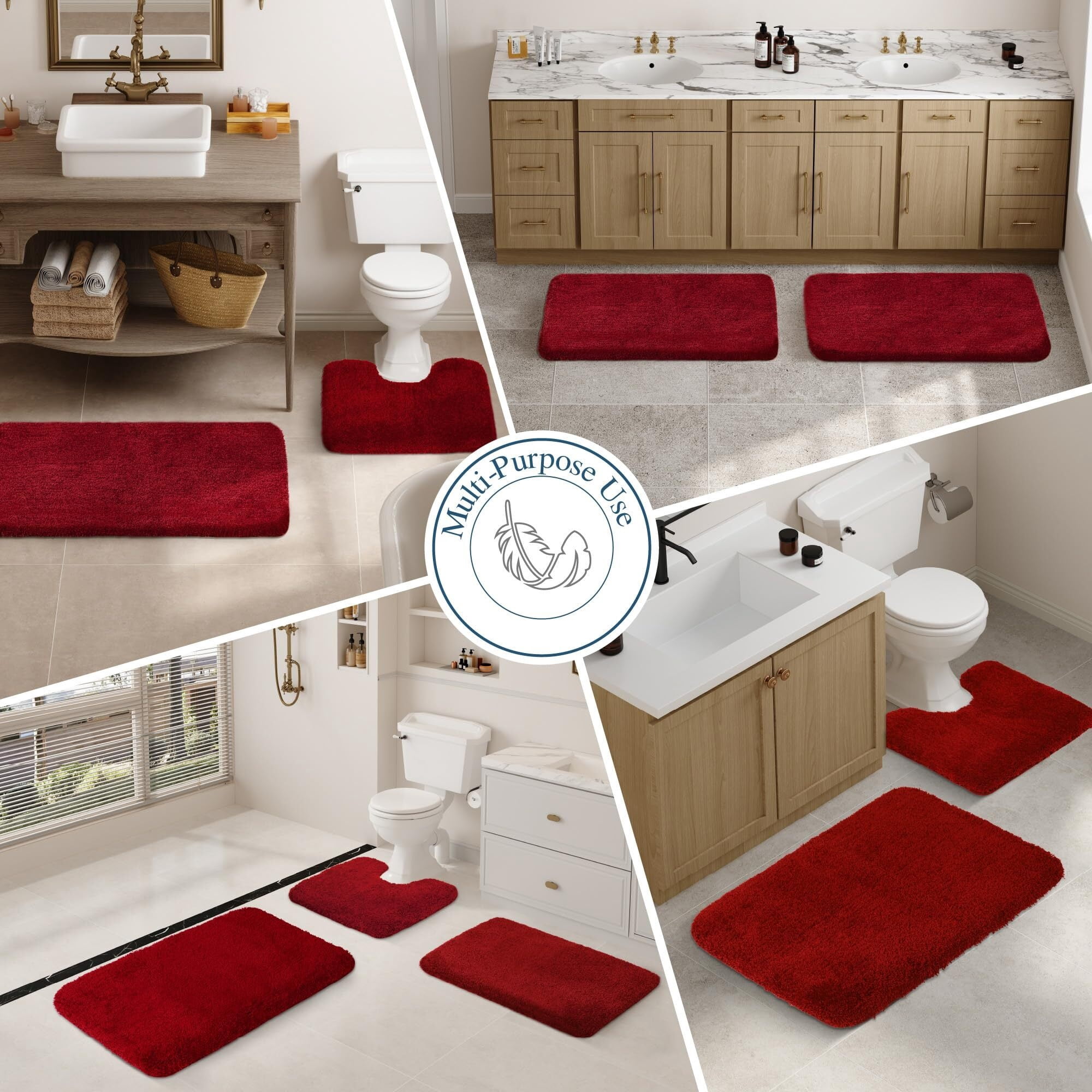 Walensee Bathroom Rug Non Slip Bath Mat (16 x 24, Hunter Green) Water Absorbent Soft Microfiber Shaggy Mat Machine Washable Bath Rug Thick Plush Rugs for Shower