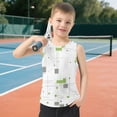 thumbnail image 6 of Green Gray Lines Dots Plaids Modern Style Vest Undershirt Tank Top Sleeveless Quick Dry L, 6 of 7