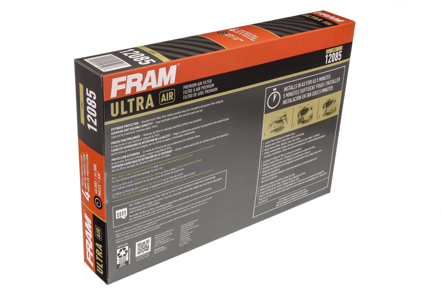 FRAM Ultra Air 12085, Premium Engine Air Filter, Replacement Filter for Select Buick and Chevrolet Vehicles Fits select: 2016-2023 CHEVROLET MALIBU, 2018-2019 BUICK LACROSSE