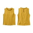thumbnail image 4 of Women's Ruffle Trim Sleeveless Tank Top Summer Loose Fit High Neck Plain Shirts Casual Comfy Boho Beach Travel Tops Yellow, 4 of 6