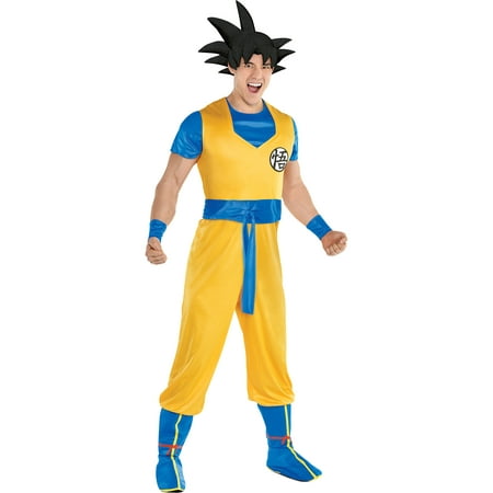 Party City Dragon Ball Z Goku Costume for Adults, Standard Size, Includes a Jumpsuit, a Hair Headpiece, and Boot