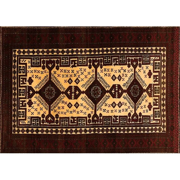 Ahgly Company Indoor Rectangle Oriental Orange Industrial Area Rugs, 5' x 8'