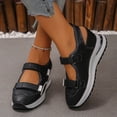 thumbnail image 2 of Rokment Womens Orthopedic Platform Wedge Walking Sandals Spring Summer Fall Comfortable Casual Leather Color Block Closed Toe Running Fashion Sneakers Beach Mary Jane Dress Shoes Black Size 6.5, 2 of 6