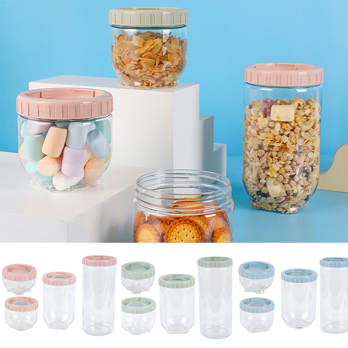 CHEFSTORY 50oz Airtight Glass Jars with Lids, 3 PCS Food Storage