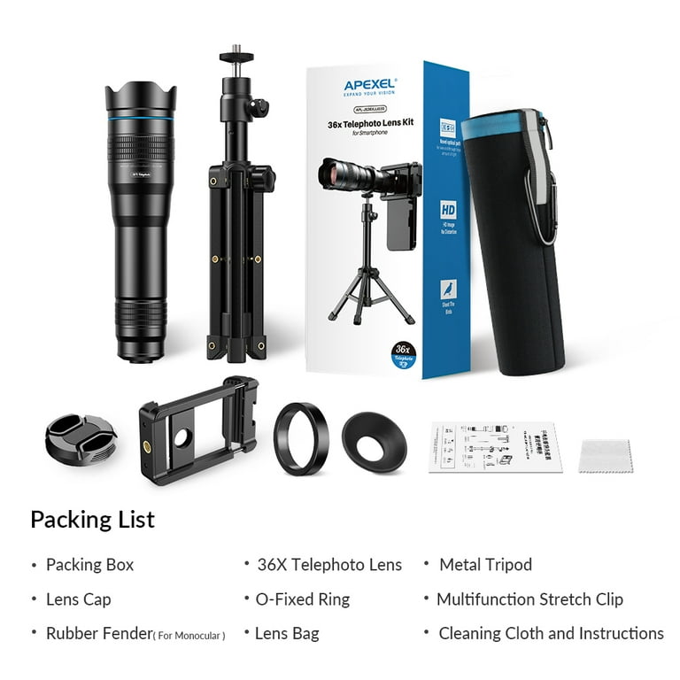 APEXEL New 36X Powerful Telephoto Lens 4K HD Monocular Telescope