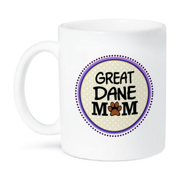 3dRose, Great Dane Dog Mom - Doggie mama by breed - paw print mum love - doggy lover proud pet owner circle, 11oz Mug