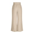 thumbnail image 5 of Linen Pants Women Sevevn Women's Linen Blend Wide Leg Pants Elastic High Waist Drawstring Casual Trousers with Pockets Beige XL, 5 of 7