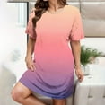 thumbnail image 2 of Hanen Women's Nightgown Sleepwear Short Sleeves Nightshirt Casual Print Sleepdress Loose Comfy Pajama XL-5XL, 2 of 7