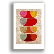 IDEA4WALL Framed Canvas Print Wall Art Multicolor Plant in Blue Vase Geometric Shapes Illustrations Modern Art Chic Colorful for Living Room, Bedroom, Office - 16"x24" White