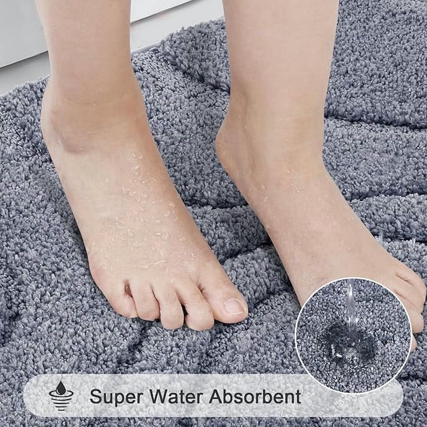 Bathroom Rugs Sets 5 Piece, Soft Absorbent Microfiber Bath Mat for Bathroom, Non Slip Washable Bath Rug Set with Toilet Cover, Bath Runner and U-Shaped Contour Toilet Rug,