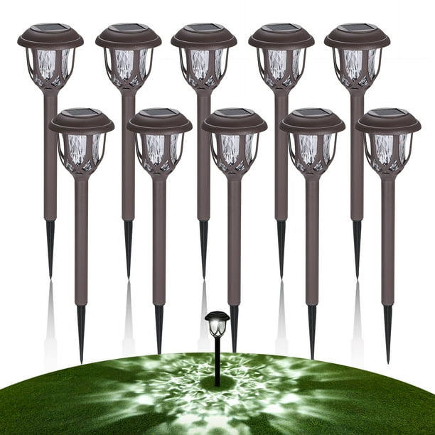 Tomshine 10 Pack Solar Pathway Lights Outdoor Solar Stake Lights