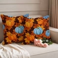 thumbnail image 2 of Blue Pumpkin Fall Outdoor Waterproof Pillow Covers, Thanksgiving Maple Leaves Farmhouse Decorative Square Throw Pillowcase Sofa Cushion Sham for Patio/Couch/Chair, 24"x24" 2 Pack, 2 of 8