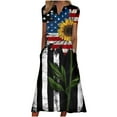 thumbnail image 2 of Robes pour Femmes 2024 Été Oversize Ample Décontracté Col en V Jour de l'Indépendance Imprimé Manches Courtes Robes 50 % de Réduction Liquidation!, 2 of 5