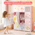thumbnail image 4 of Costway 12-Cube Kids Wardrobe Baby Dresser Bedroom Armoire Clothes Hanging Closet with Doors Pink, 4 of 10