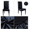 SearchI Set Of 4 Waterproof PU Leather Dining Chair Covers - Stretch, Oilproof, Removable & Washable (Black)