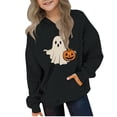 thumbnail image 3 of ZVAVZ Boys Girls Halloween Hoodie with Kangaroo Pocket Ghost Graphic Hooded Sweatshirt Cute Pumpkin Printed Pullover Tops Black 7 Years, 3 of 5
