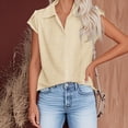 thumbnail image 4 of Camisas de Color Sólido para las Mujeres, Moda de Verano Botón de Manga Corta Sollar Blusa para el Uso Casual Y Diario, 4 of 5