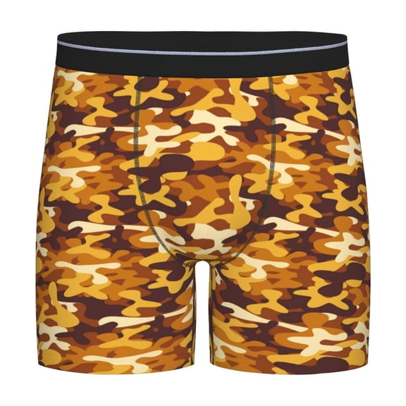 Xecao Desert Camouflage Print Boxer Briefs for Men's Stretch Moisture-Wicking Underwear, Mid-Rise Classics breathable fabric