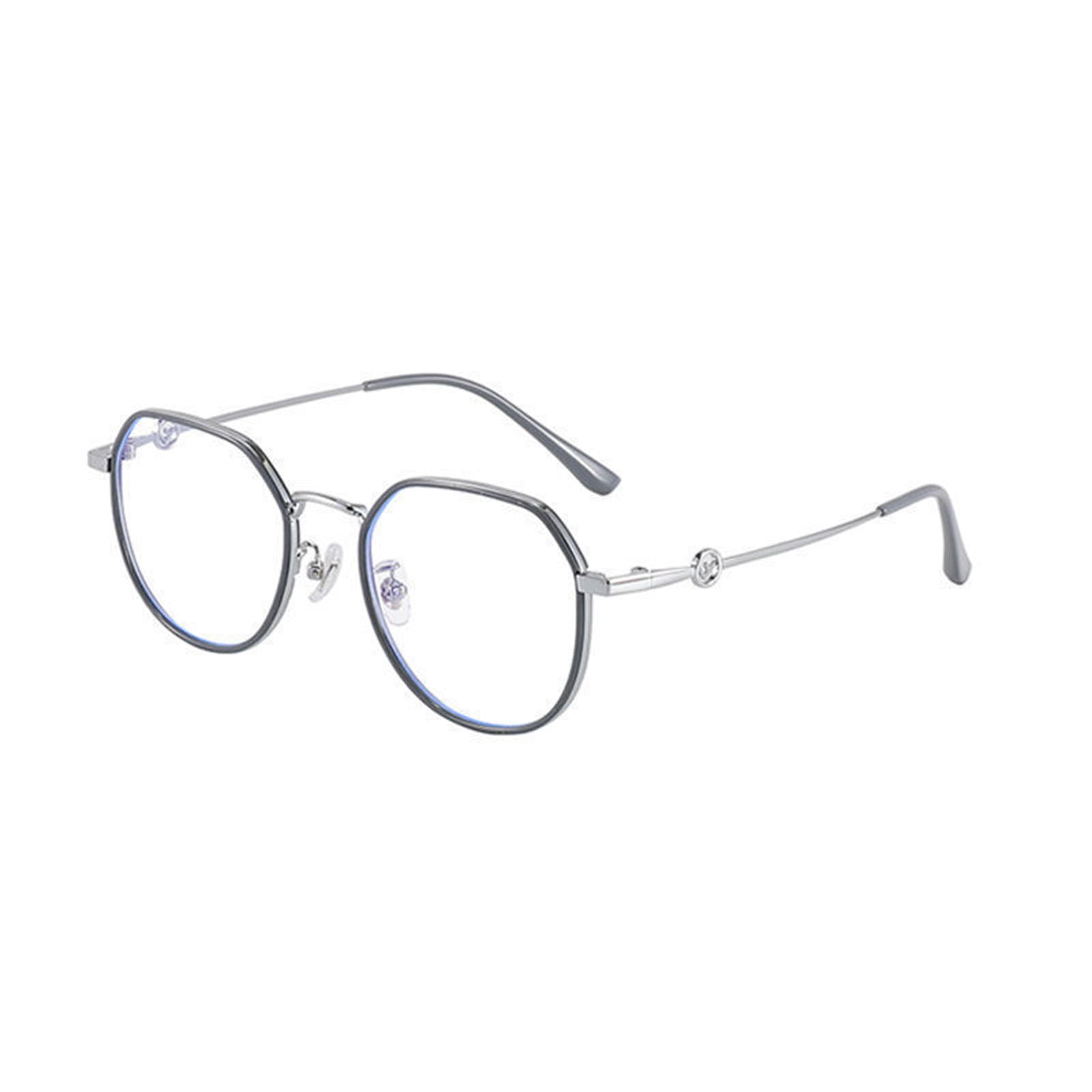 Polygonal Myopia Glasses Oversized Metal Frame 0600 Optical Power