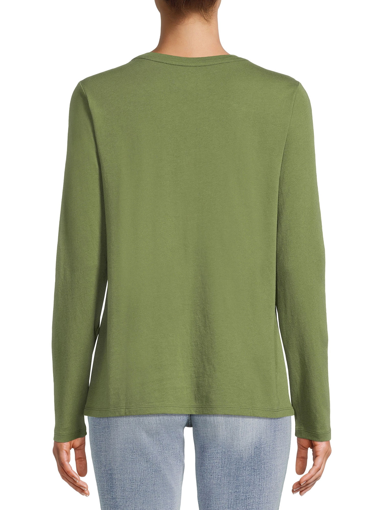 Time And Tru Women's Crewneck Tee with Long Sleeves