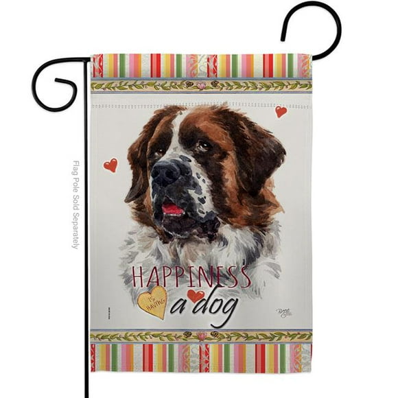 Breeze Decor G160226-BO 13 x 18.5 in. Dog St. Bernard Happiness Double-Sided Decorative Vertical Garden Flag