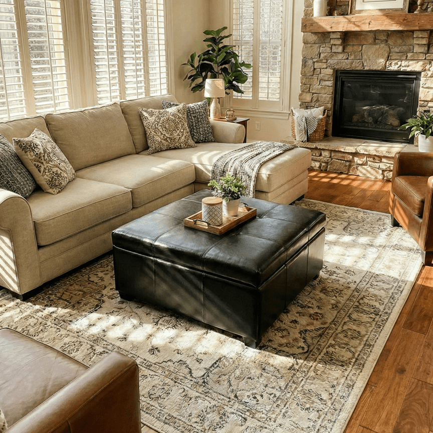 Noble House 34.25'' Large Square Ottoman Coffee Table,Chocolate