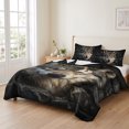 thumbnail image 2 of Quilts Full Size Bedding Set, Wolf Lightweight Quilted Comforter, Mysterious Black Dark Stones Gray Brown Soft Reversible Bedspread Coverlet with Pillow Covers for All Season, 78" x 90", 2 of 9