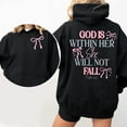 thumbnail image 3 of "God Is Within Her She Will Not Fall" Christian Hoodie - Psalm 46:5 Bible Verse Pullover with Pink Bow Design, 3 of 6