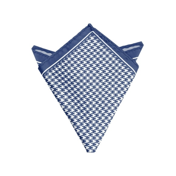 INSPIRE CHIC Men's Houndstooth Self Fold Pocket Square for Suit Formal Navy Blue One Size