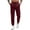 Wine, variant on Men Loose Fit Waffle Knit Jogger Pants, Drawstring Elastic Waist Non-Stretch Solid Color Polyester Trousers, Warm Autumn Winter Daily Loungewear Casual Long Pants Khaki S